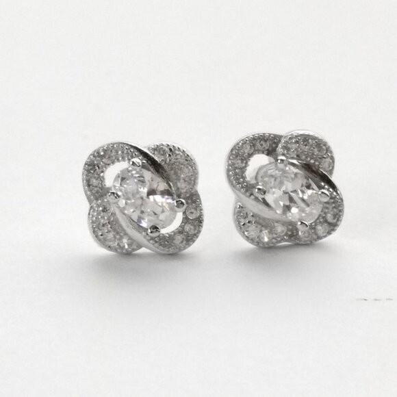 DIAMONELLE CZ sterling silver love knot stud earrings - Picture 7 of 7